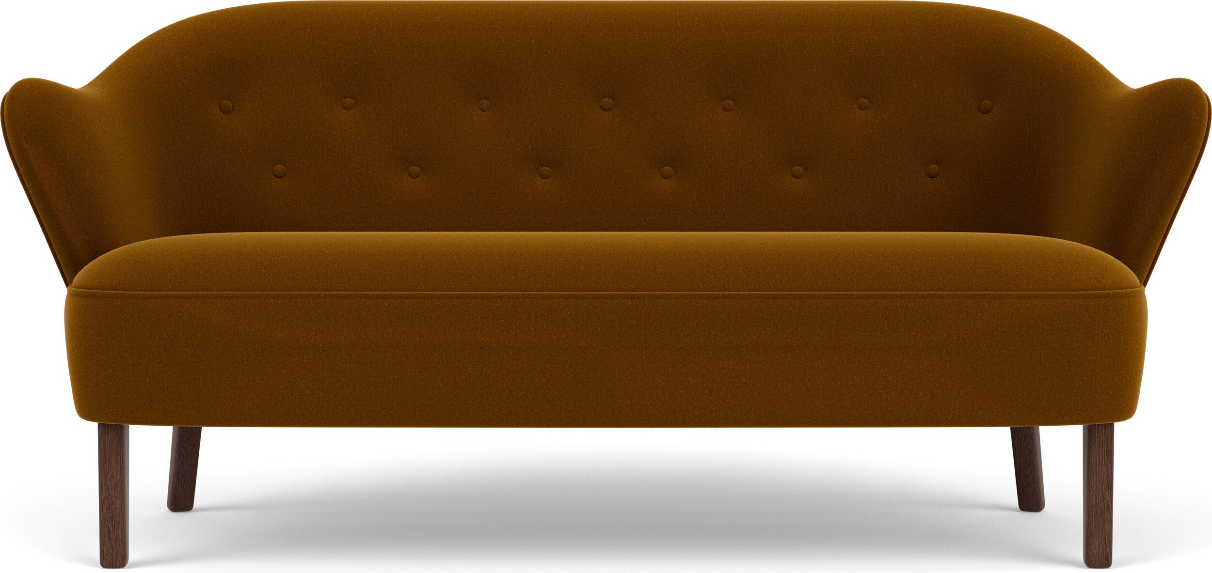 Sofa dwuosobowa Ingeborg Grand Mohair karmelowa na ciemnych dębowych nogach