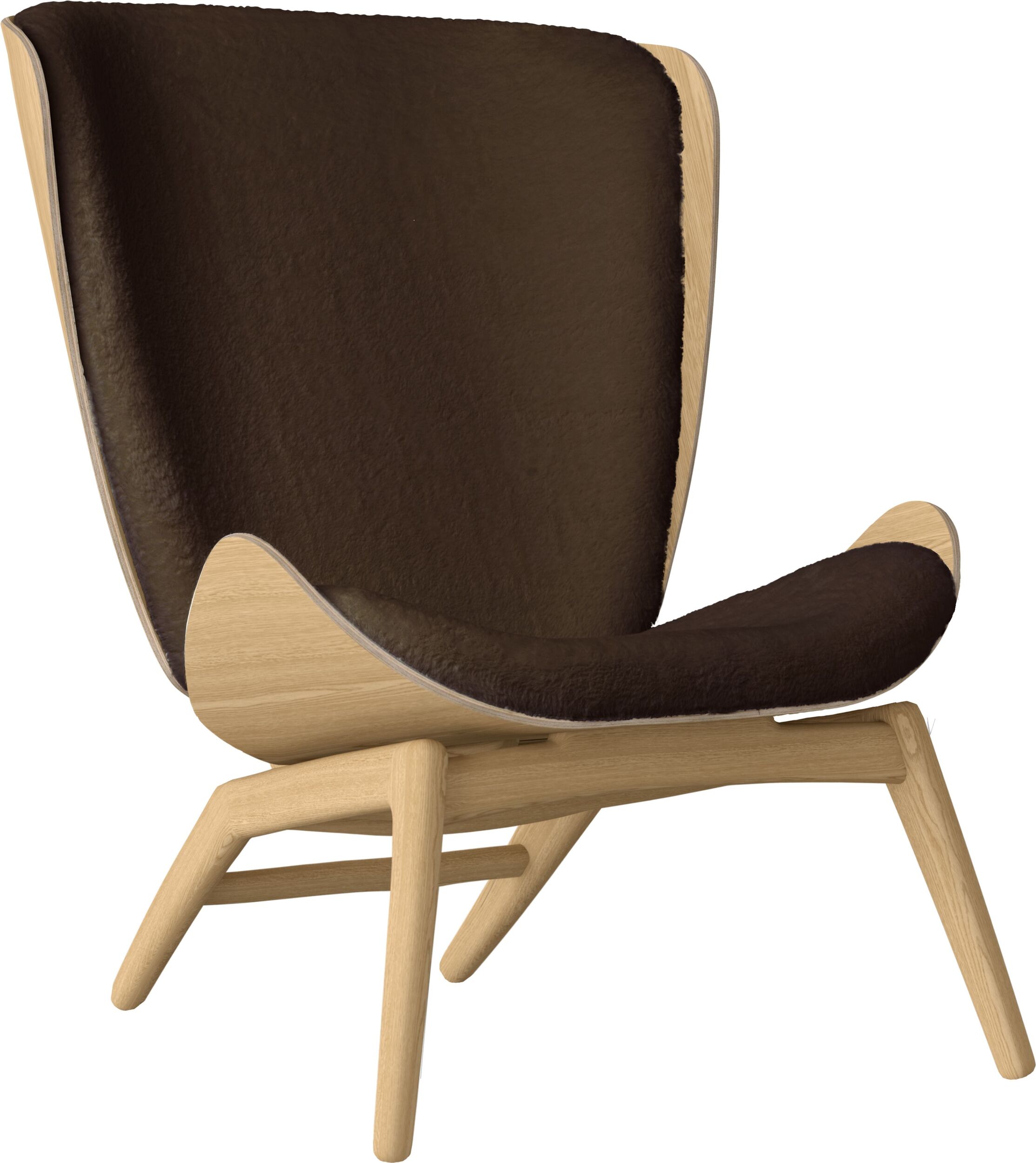 Fotel The Reader Teddy brązowy na dębowych nogach