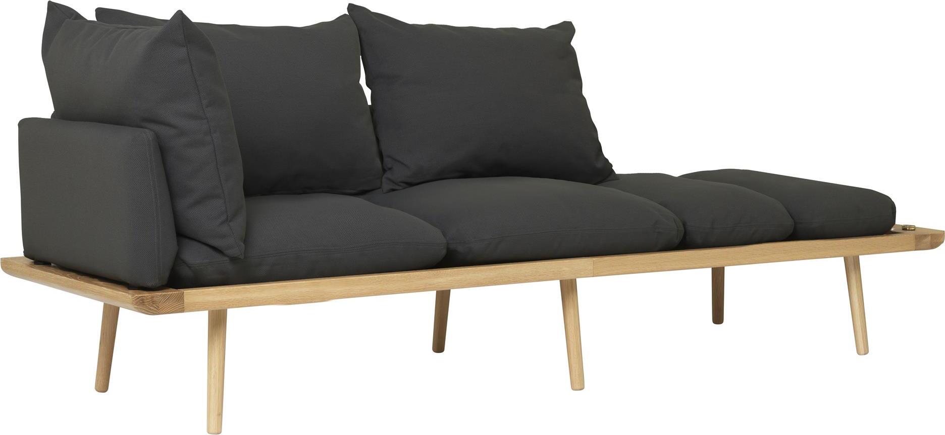 Sofa trzyosobowa Lounge Around ciemnoszara na dębowych nogach
