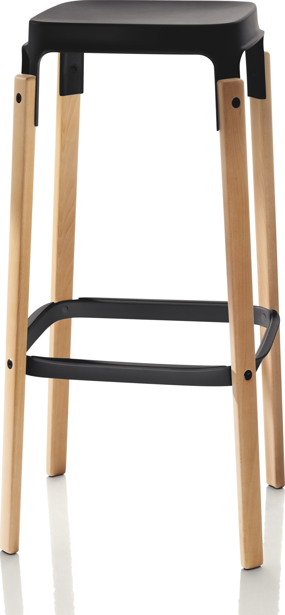 Stołek barowy Steelwood 68 cm dąb siedzisko czarne