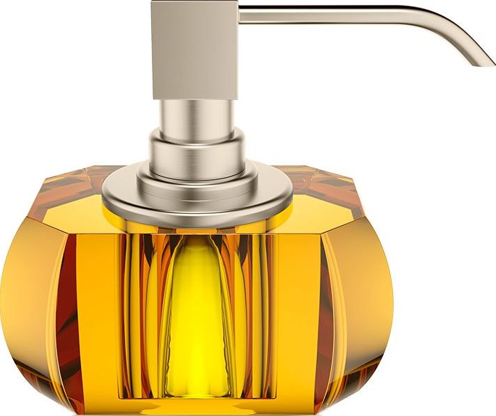 Dozownik do mydła Kristall bursztynowy z pompką nikiel