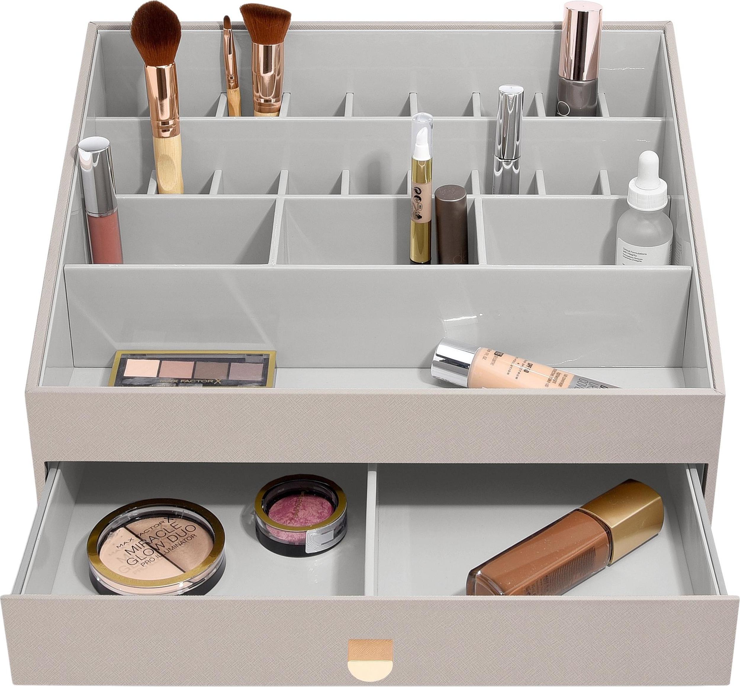 Organizer na kosmetyki Stackers open supersize taupe z szufladą