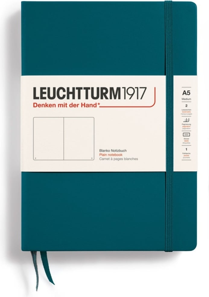 Notes gładki w twardej oprawie Leuchtturm 1917 A5 251 stron morski 80 g/m²