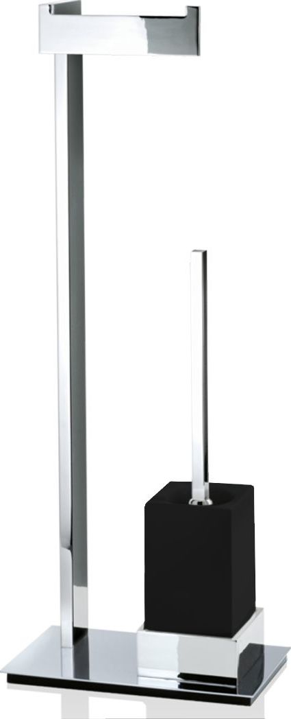 Stojak na papier toaletowy oraz szczotka do WC Brick czarny