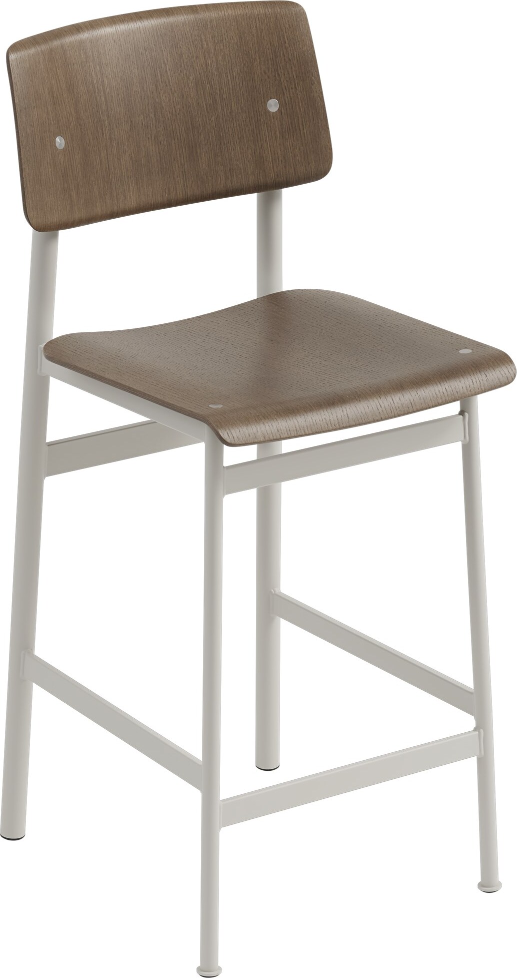 Stołek Loft 65 cm ciemny brąz nogi szare