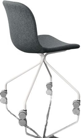 Krzesło Troy 4 star na kółkach tapicerowane biała rama szare