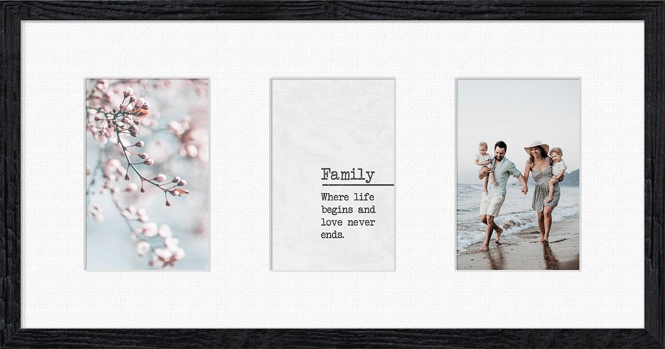 Ramka na 3 zdjęcia Kyoto 23 x 46 cm czarna z białym passepartout