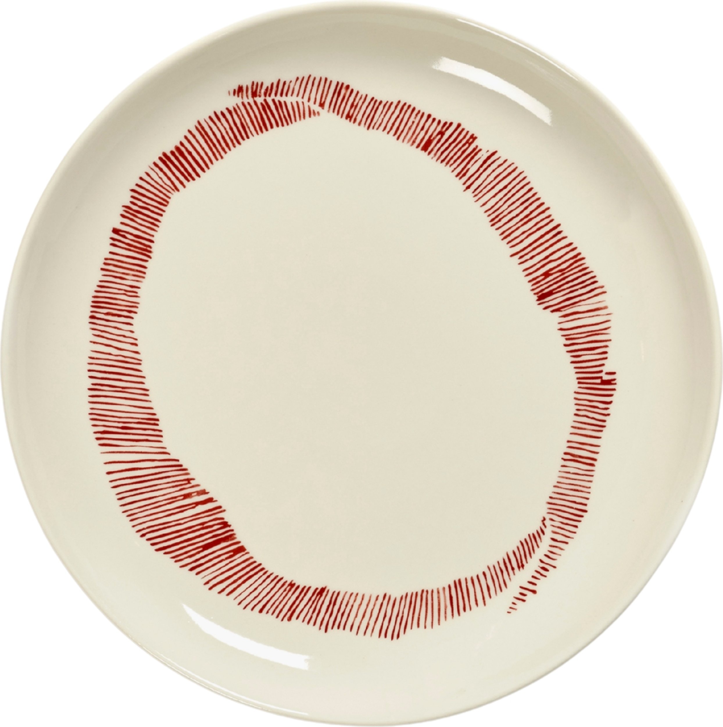 Talerz śniadaniowy Feast 19 cm biało-czerwony