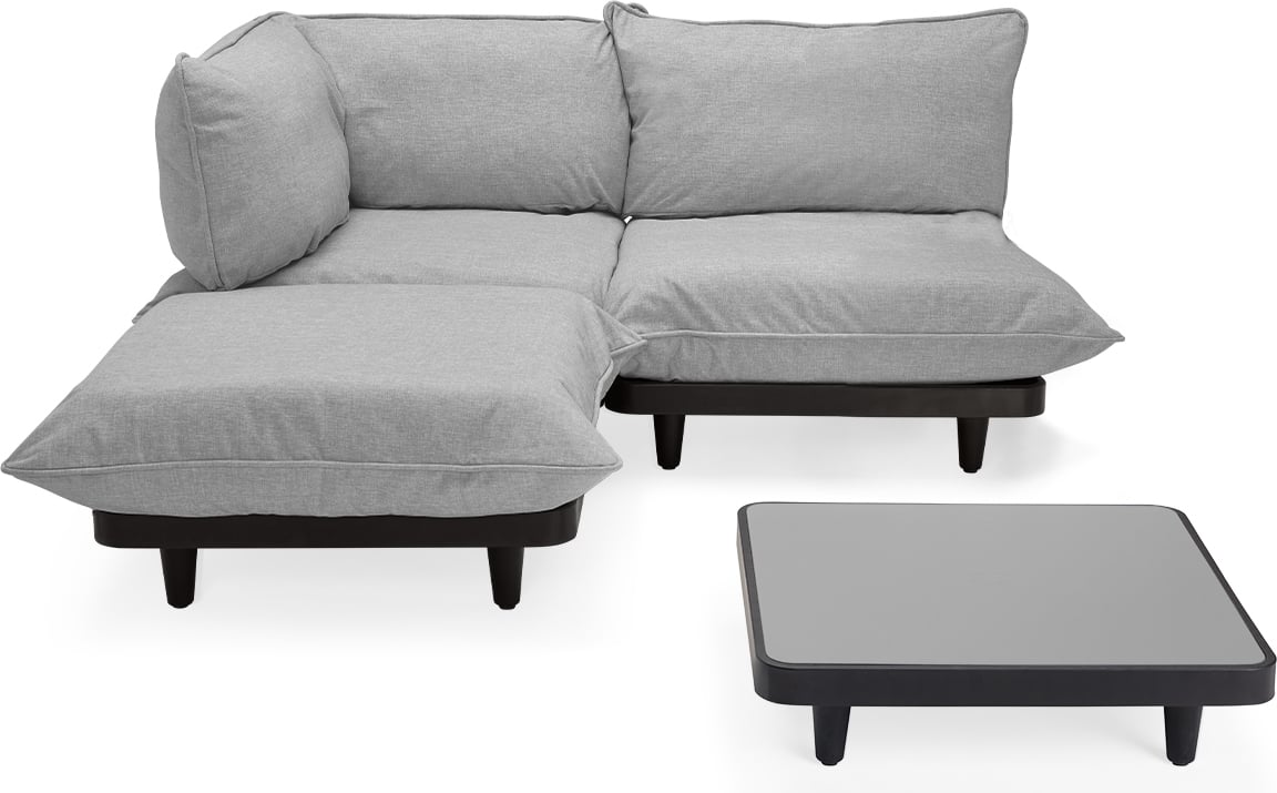 Narożnik lewostronny Paletti szary ze stolikiem 4 el.