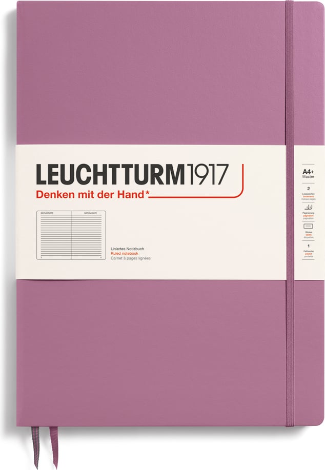 Notes w linię w twardej oprawie Leuchtturm 1917 A4+ 123 strony brudny róż 100 g/m²