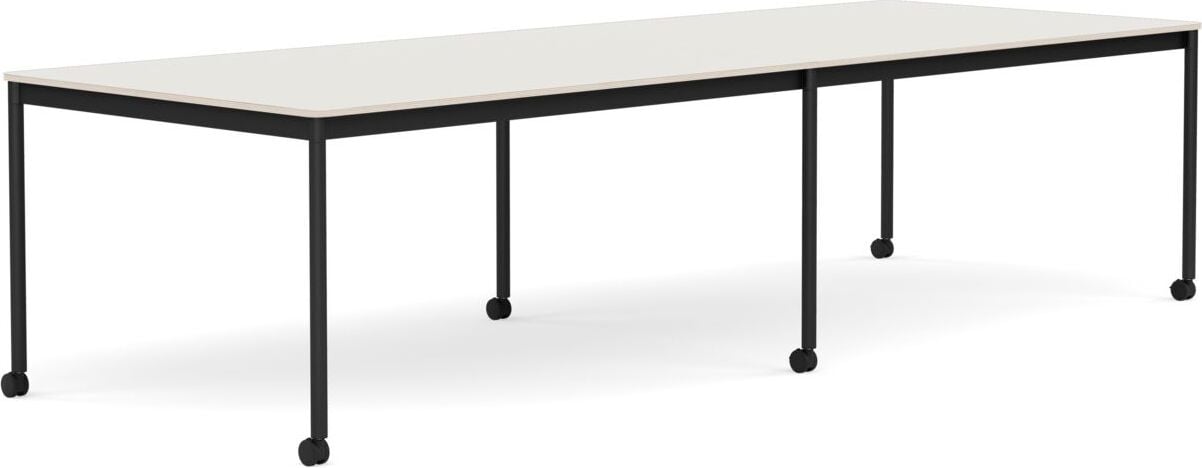 Stół na kółkach Base 110 x 300 cm biały nanolaminat nogi czarne