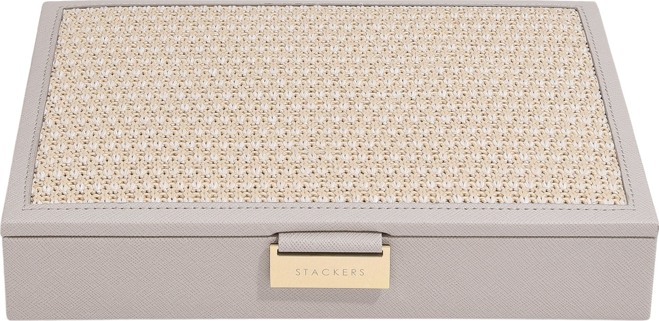Szkatułka na biżuterię Stackers Raffia classic taupe z pokrywką