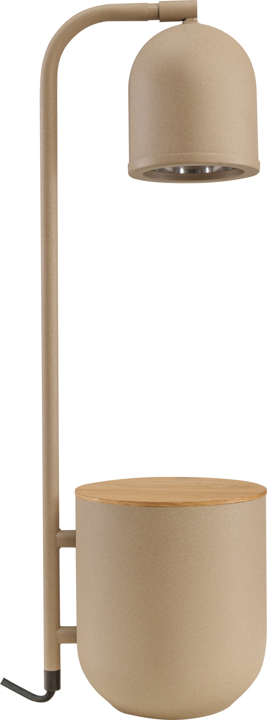 Lampa stołowa Botanica chłodny beż z pojemnikiem z drewnianą pokrywką