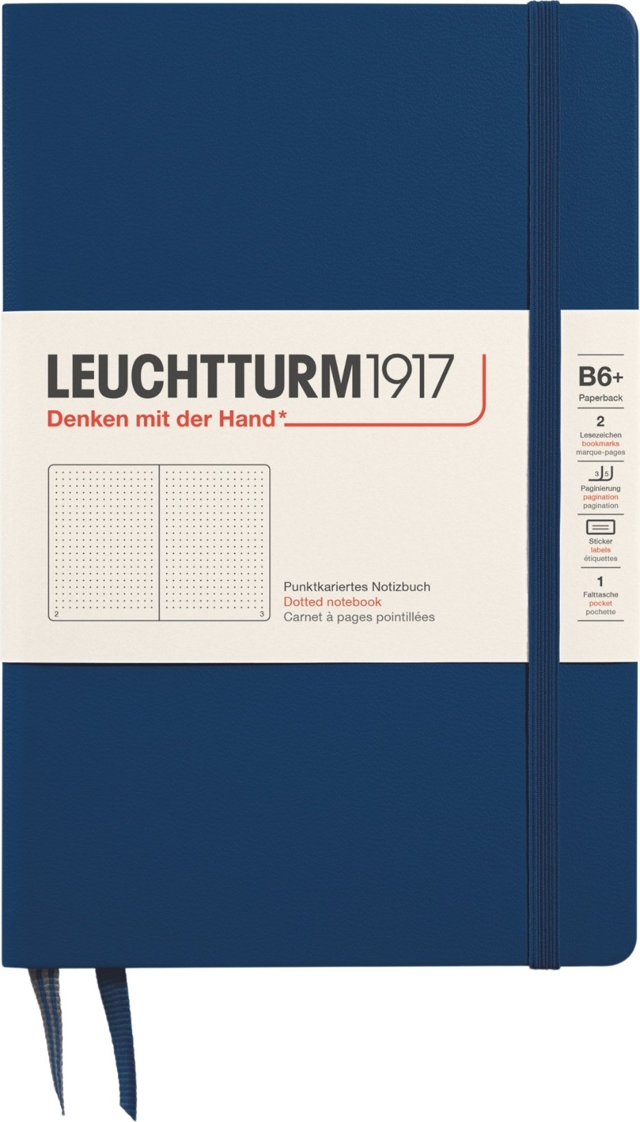 Notes w kropki w twardej oprawie Leuchtturm 1917 B6+ 219 stron granatowy 80 g/m²