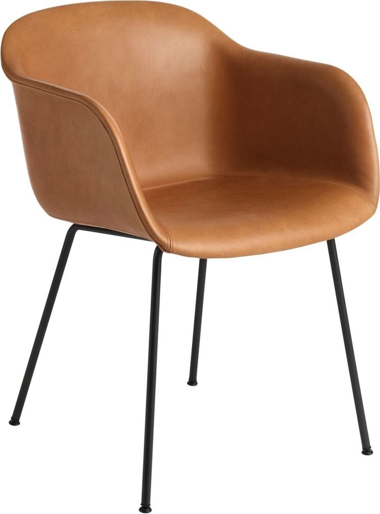 Fotel Fiber Tube koniakowy brąz skóra