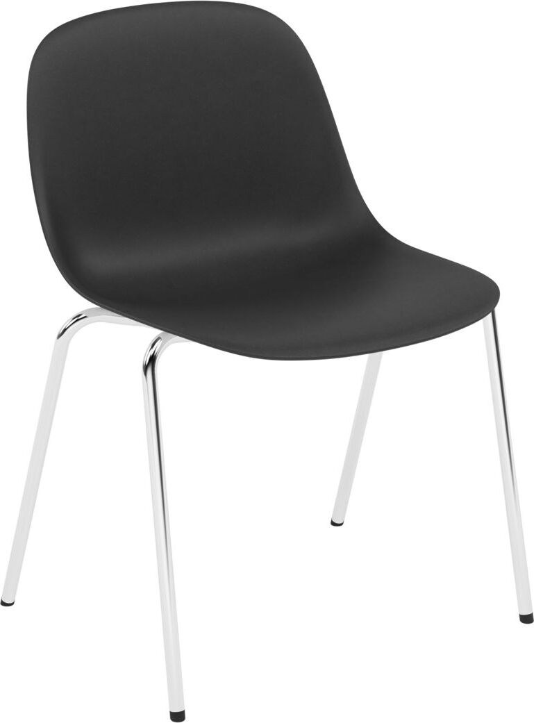 Krzesło Fiber A Base czarne na chromowanych nogach z podkładkami antypoślizgowymi