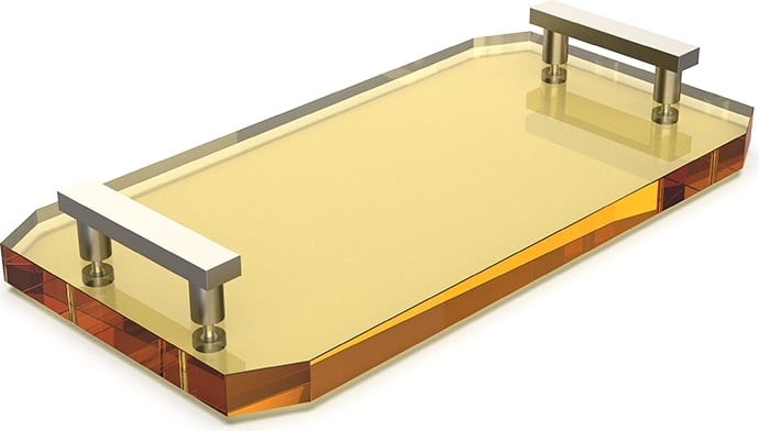 Taca łazienkowa Kristall bursztynowa z niklowanymi uchwytami