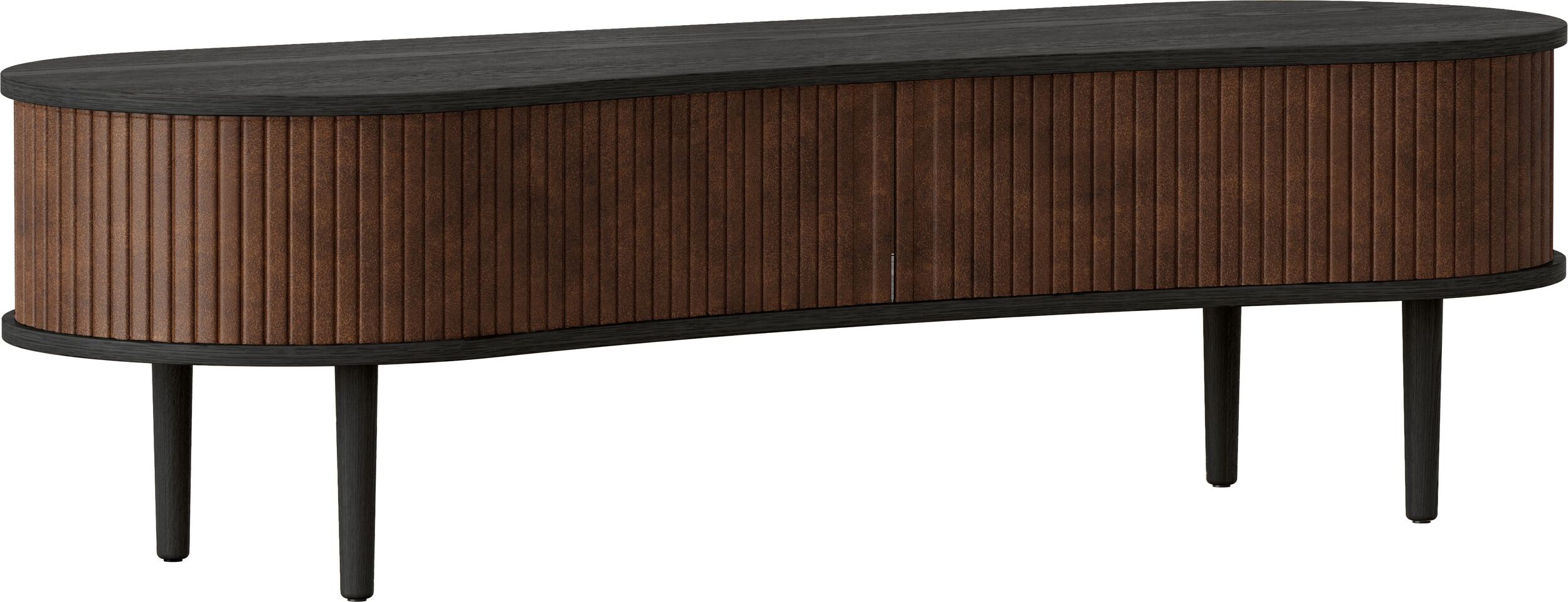 Szafka Audacious 140 cm orzechowa na czarnych dębowych nogach