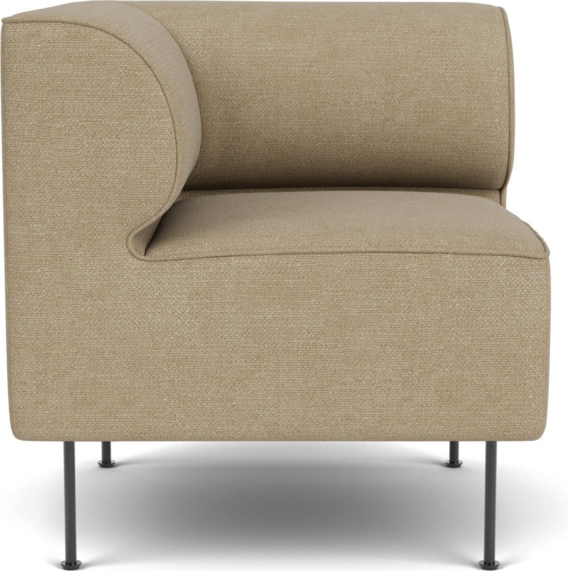 Narożnik lewostronny sofy modułowej Eave Bouclé 75 x 75 cm beżowy na czarnych stalowych nogach