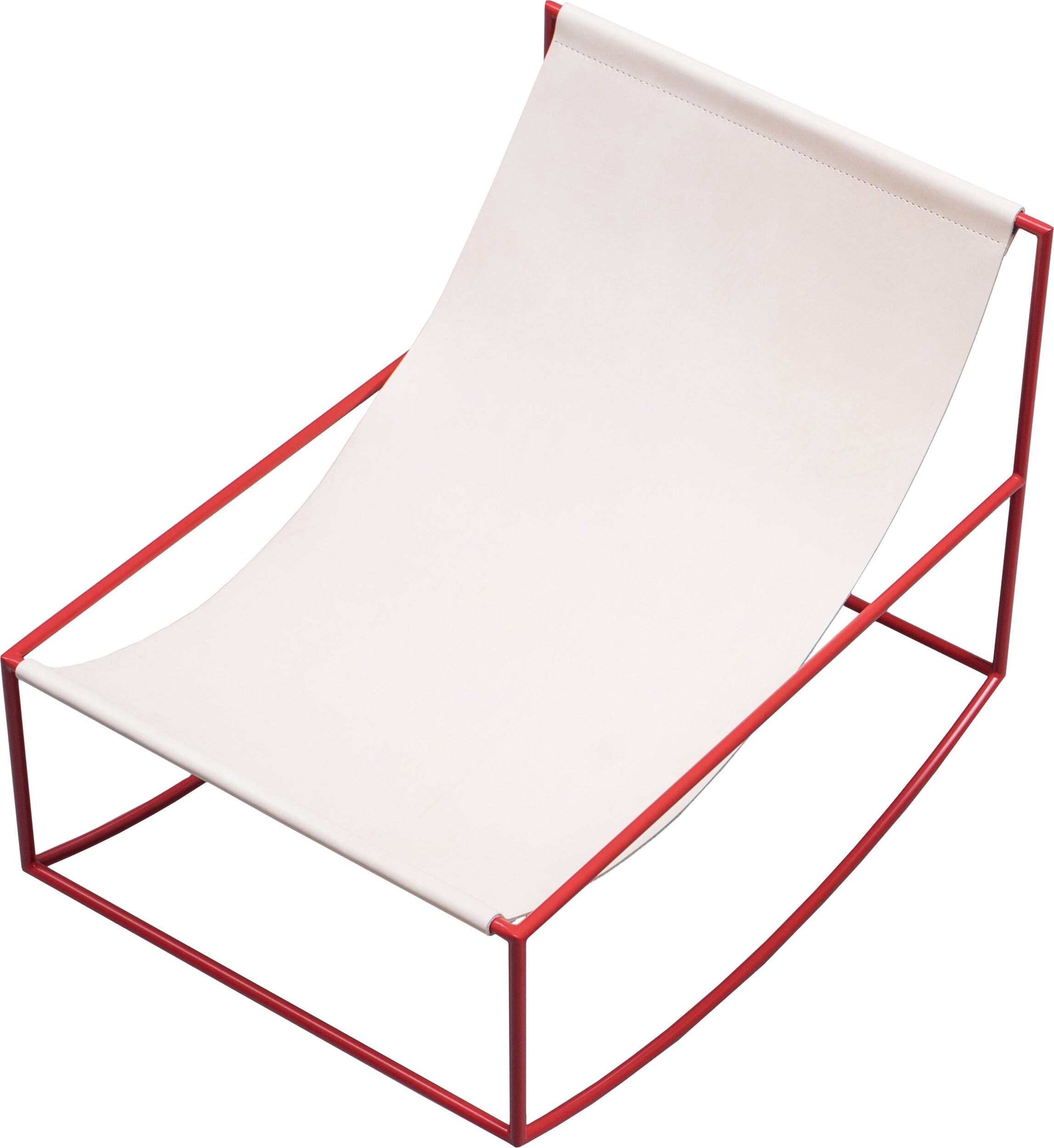 Leżak ogrodowy Serax 81 cm skórzany czerwona rama