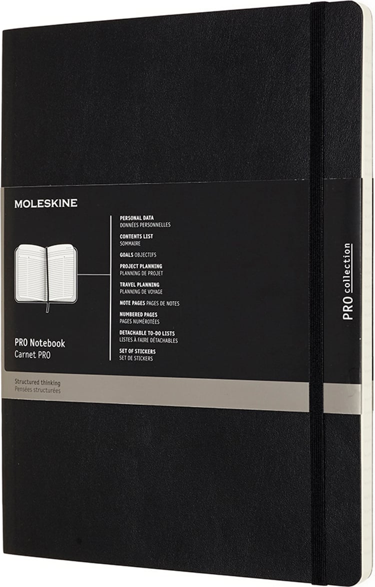 Notes w linię Moleskine Professional XL 192 strony czarny miękka oprawa