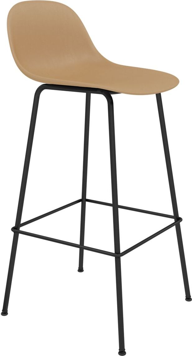 Stołek barowy Fiber Tube 75 cm ochra z oparciem