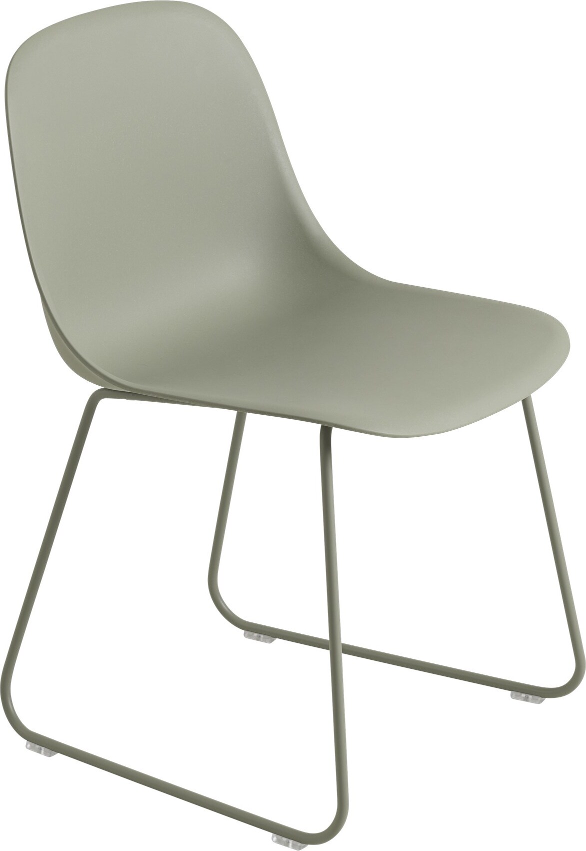 Krzesło Fiber Sled szarozielone na stalowych nogach