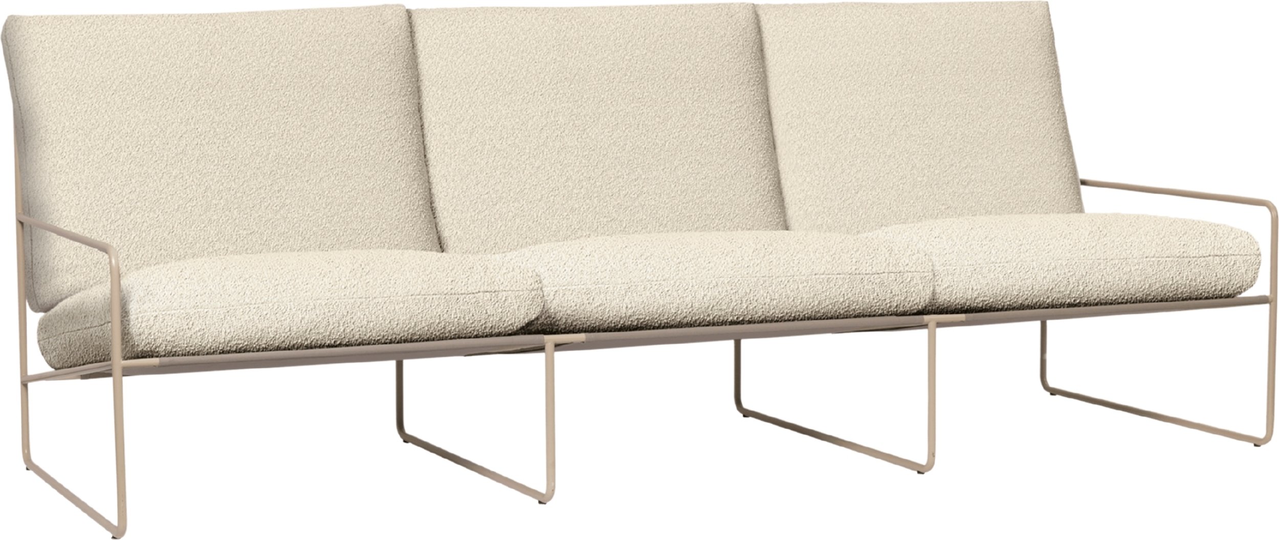 Sofa ogrodowa Desert Pure Bouclé potrójna z beżową ramą