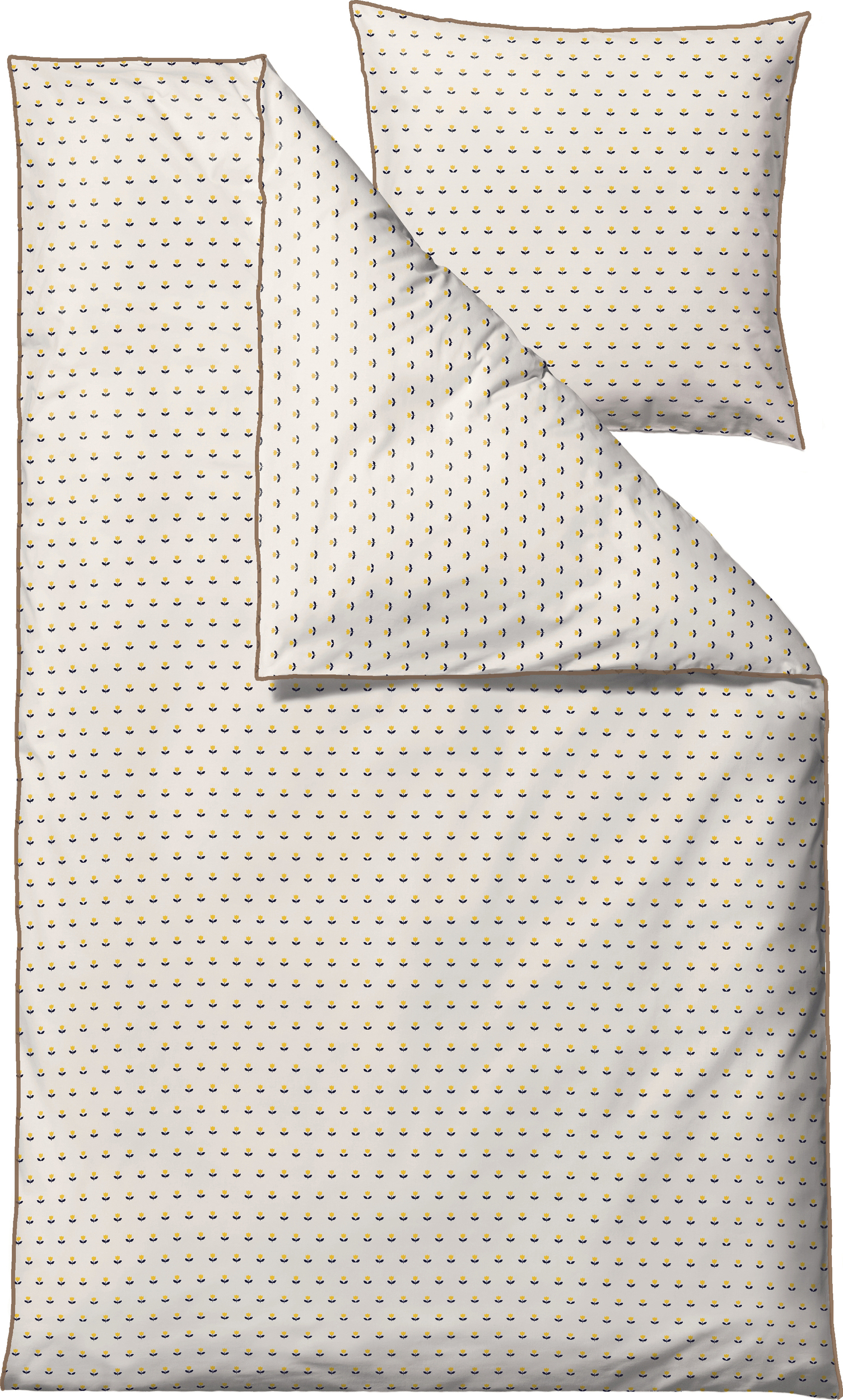 Pościel Tulip 140 x 200 cm żółta z poszewką na poduszkę 60 x 63 cm zapięcie suwak