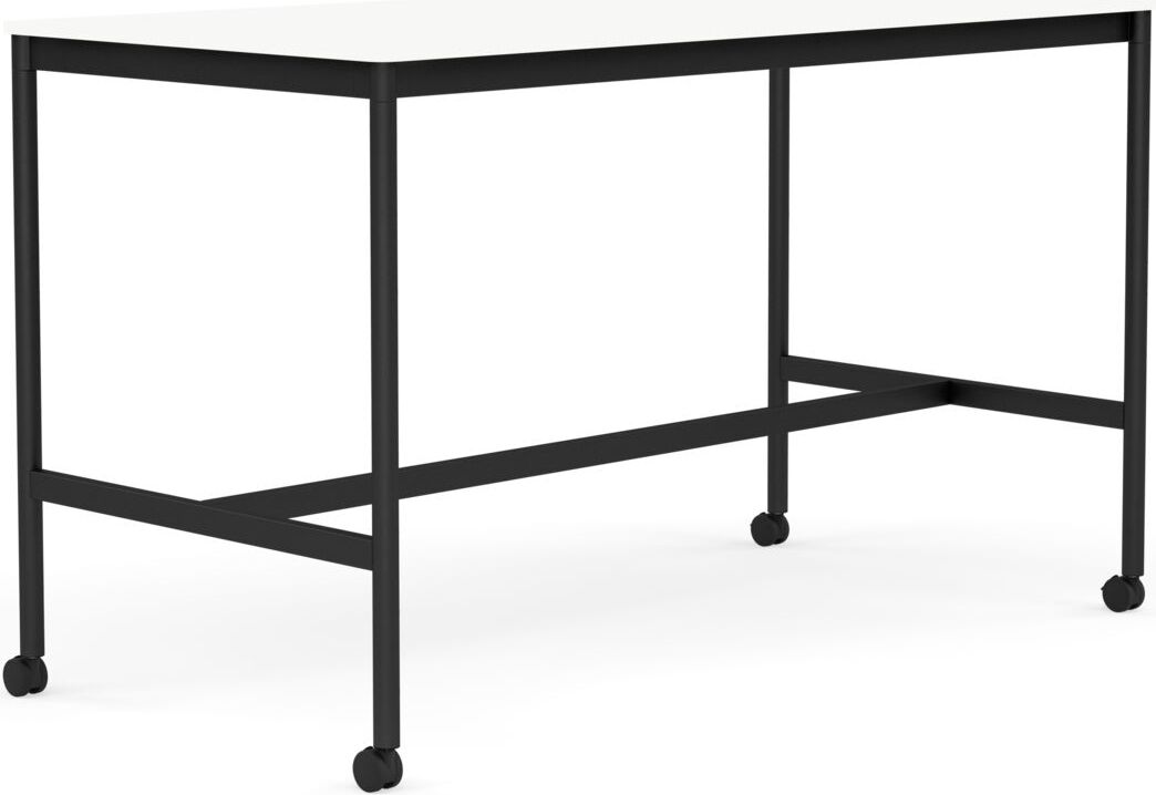 Stół na kółkach Base 80 x 160 x 95 cm biały laminowany ABS nogi czarne