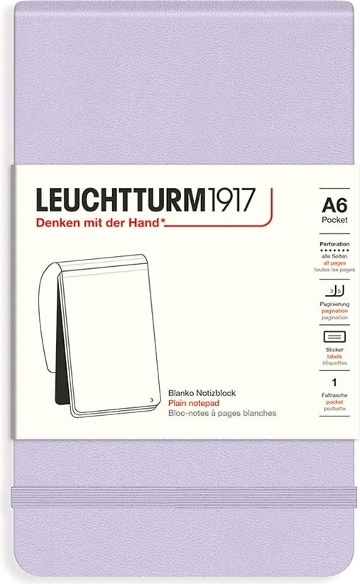 Notes gładki w twardej oprawie Leuchtturm 1917 A6 184 strony liliowy 80 g/m²