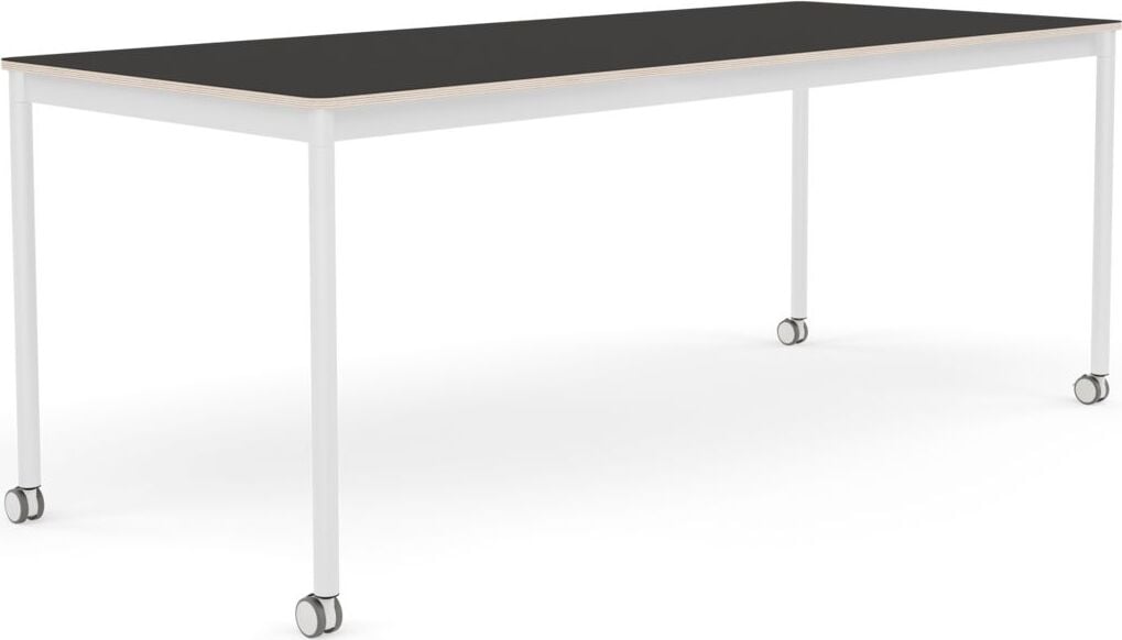 Stół na kółkach Base 80 x 190 cm czarny linoleum nogi białe