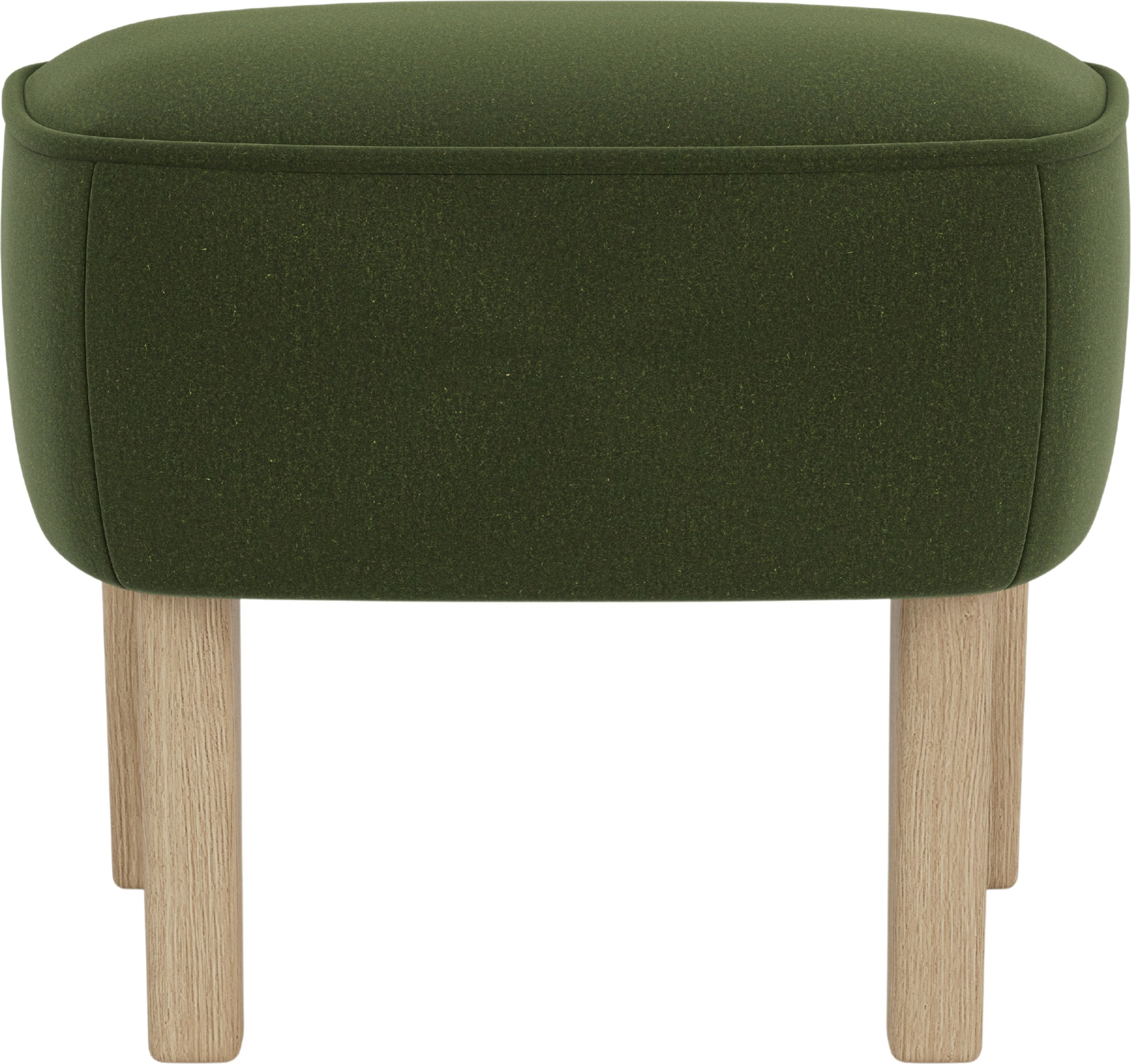 Podnóżek Ingeborg Grand Mohair butelkowa zieleń na dębowych nogach