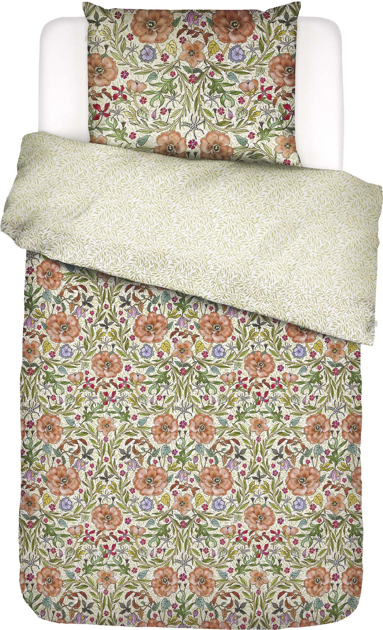 Pościel Celeste 135 x 200 cm jasnozielona z poszewką na poduszkę 60 x 80 cm zapięcie suwak