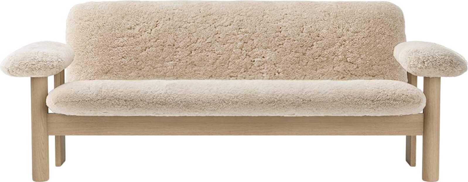 Sofa dwuosobowa Brasilia Sheepskin biała na dębowych nogach