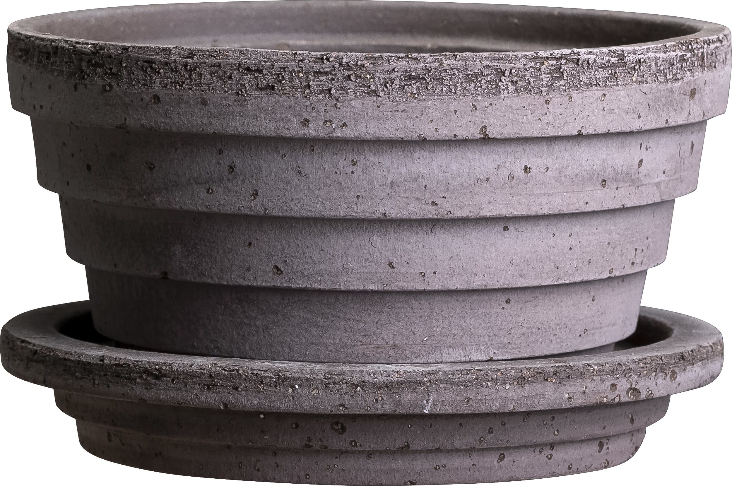 Doniczka Planet Mars 12 cm szara z podstawką