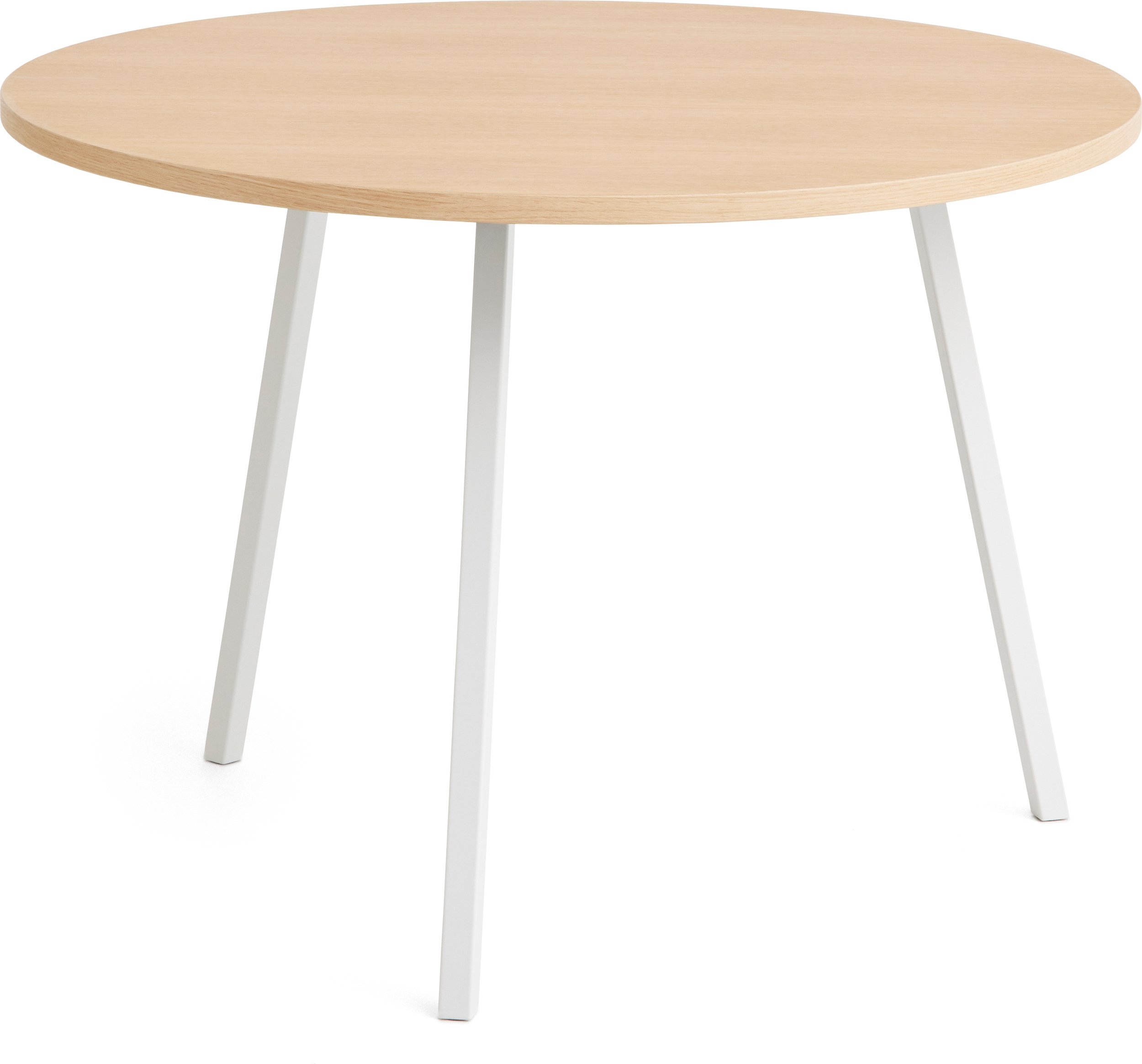 Stół Loop Stand okrągły 105 cm blat dąb lakierowany nogi białe