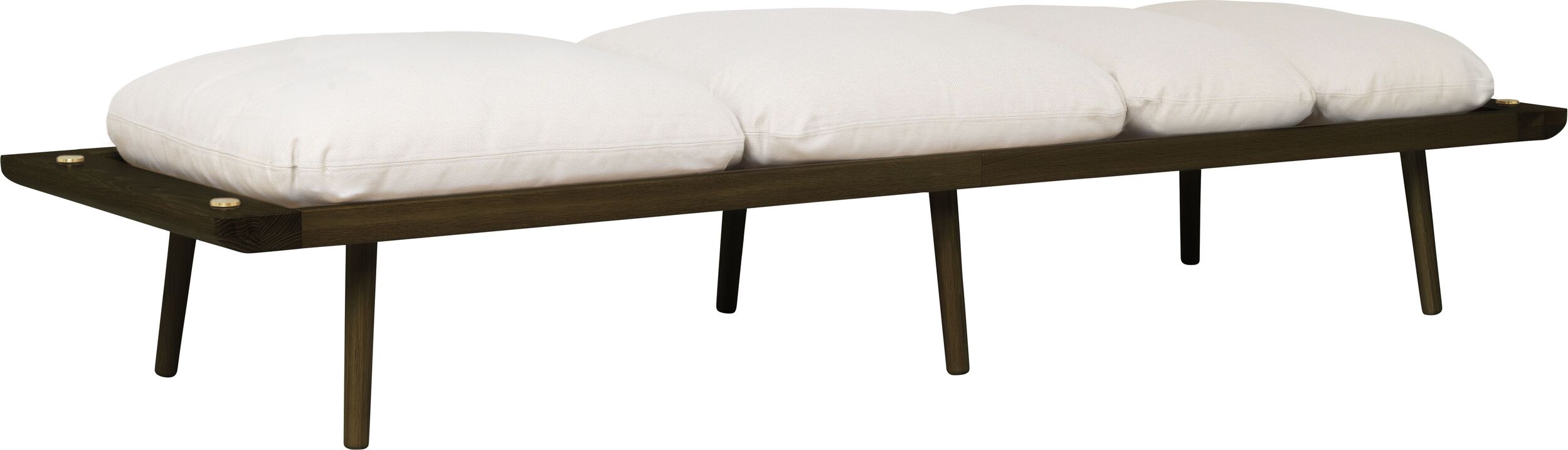 Leżanka Lounge Around jasnopiaskowa na ciemnych dębowych nogach