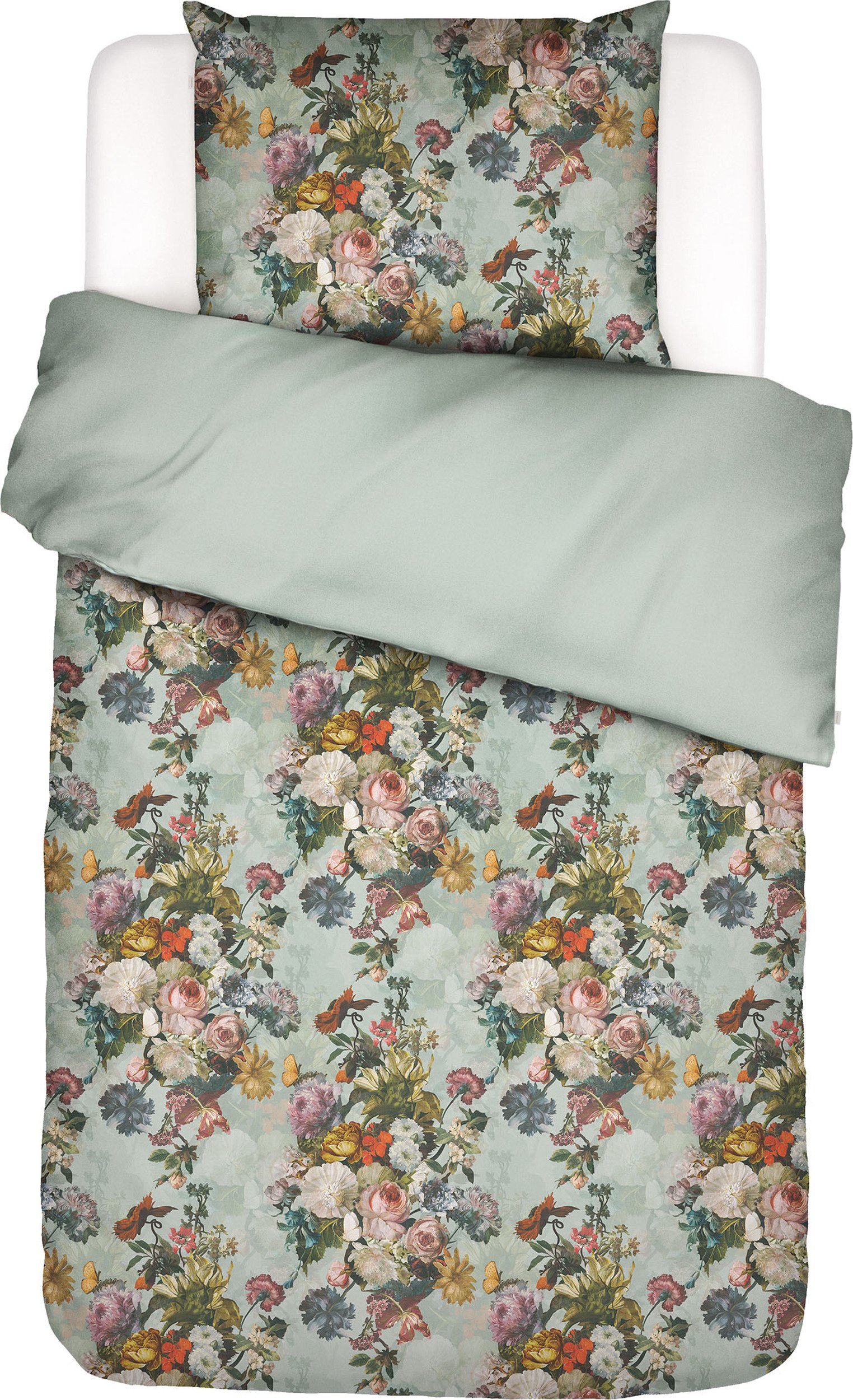 Pościel Karli 140 x 220 cm jasnozielona z poszewką na poduszkę 60 x 70 cm zapięcie flap