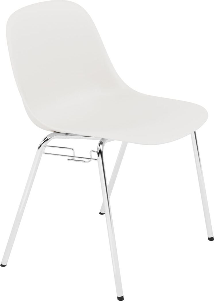 Krzesło Fiber A Base białe na chromowanych nogach z łącznikiem i podkładkami antypoślizgowymi