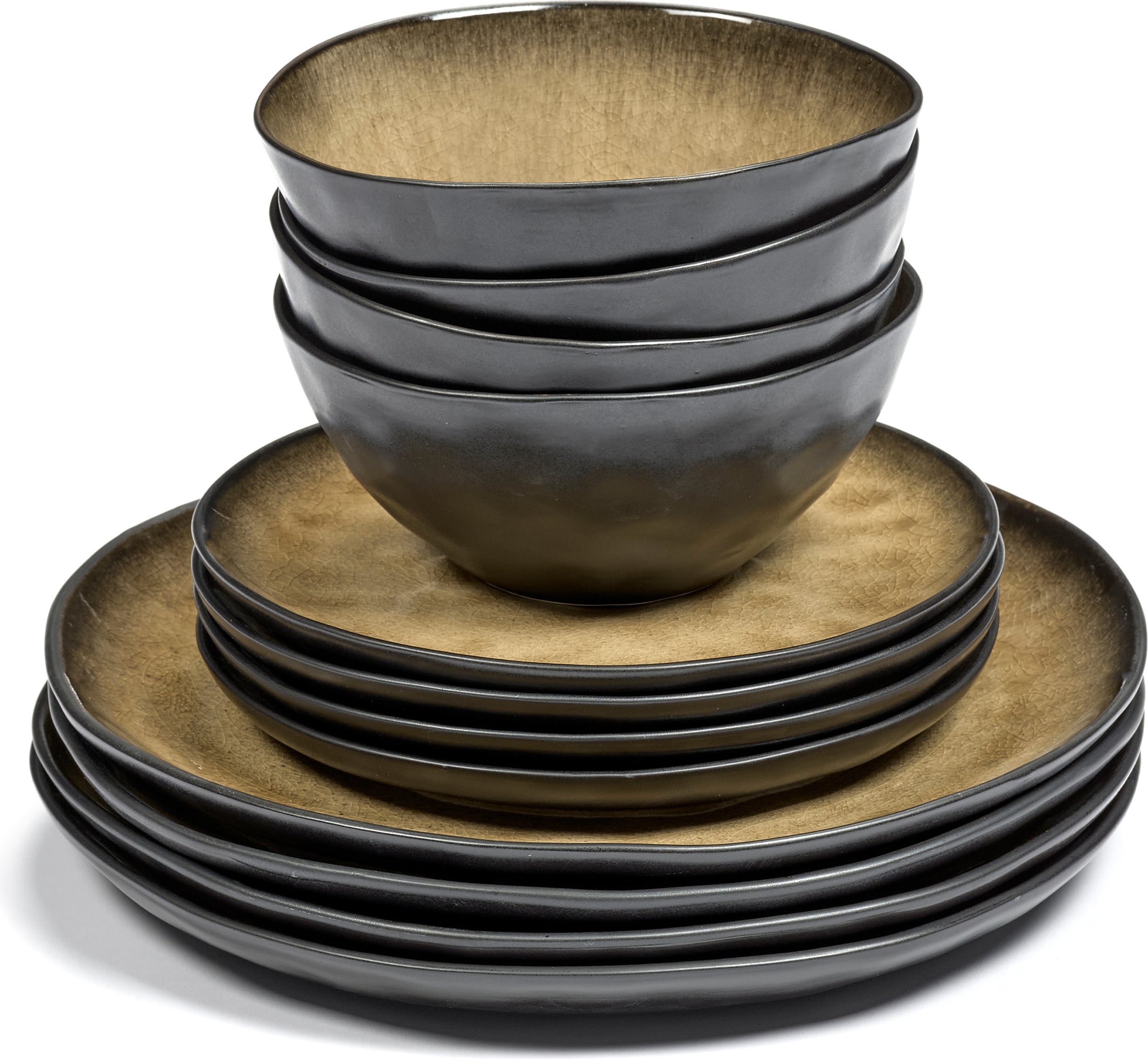 Zestaw obiadowy Pure brązowo-żółty 12 el.