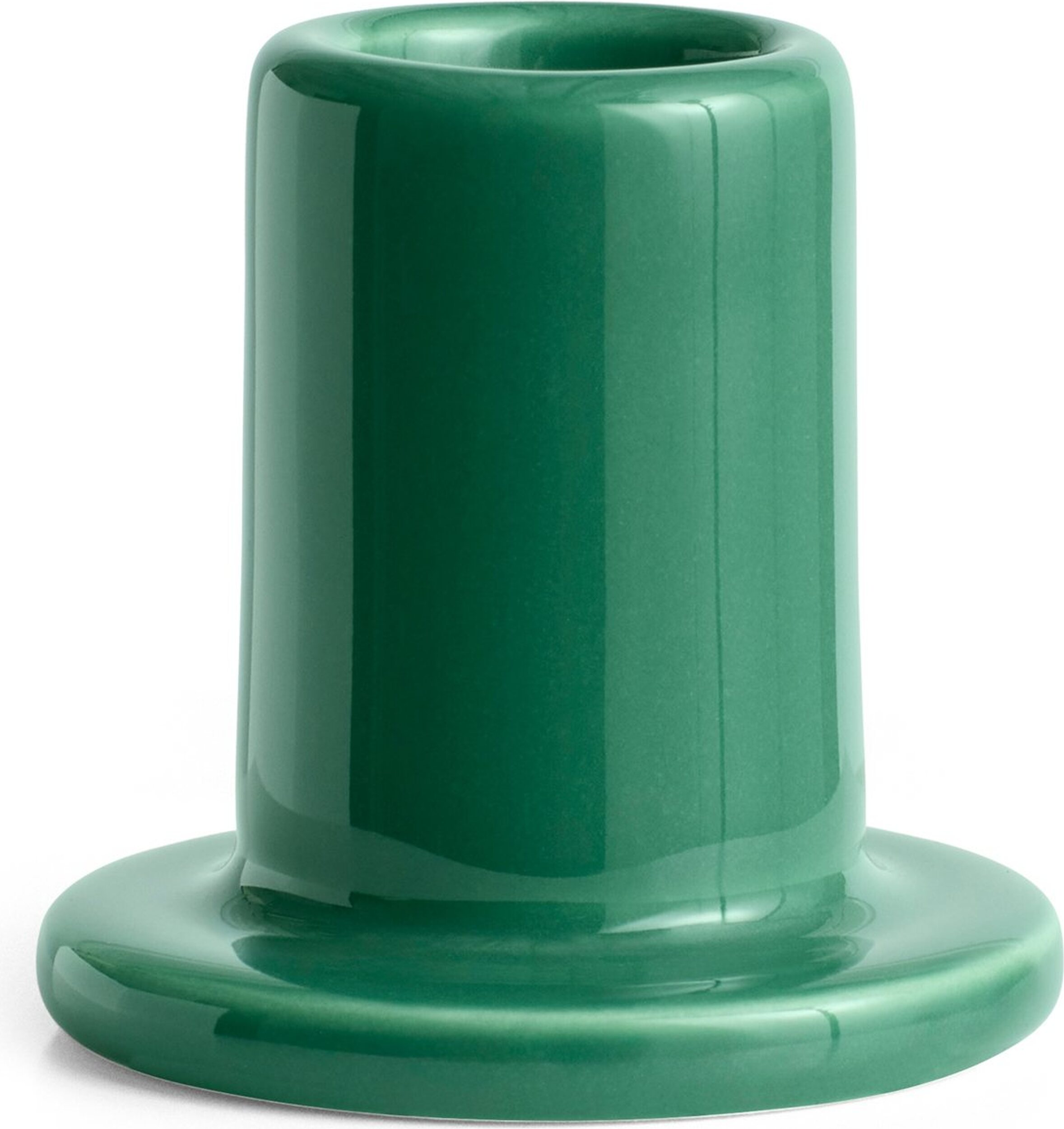 Świecznik na klasyczną świecę Tube S zielony ceramiczny