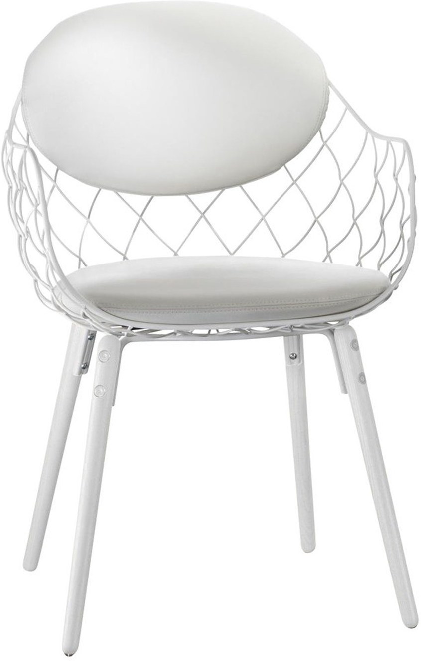 Krzesło Pina białe, materiał skóra, nogi białe