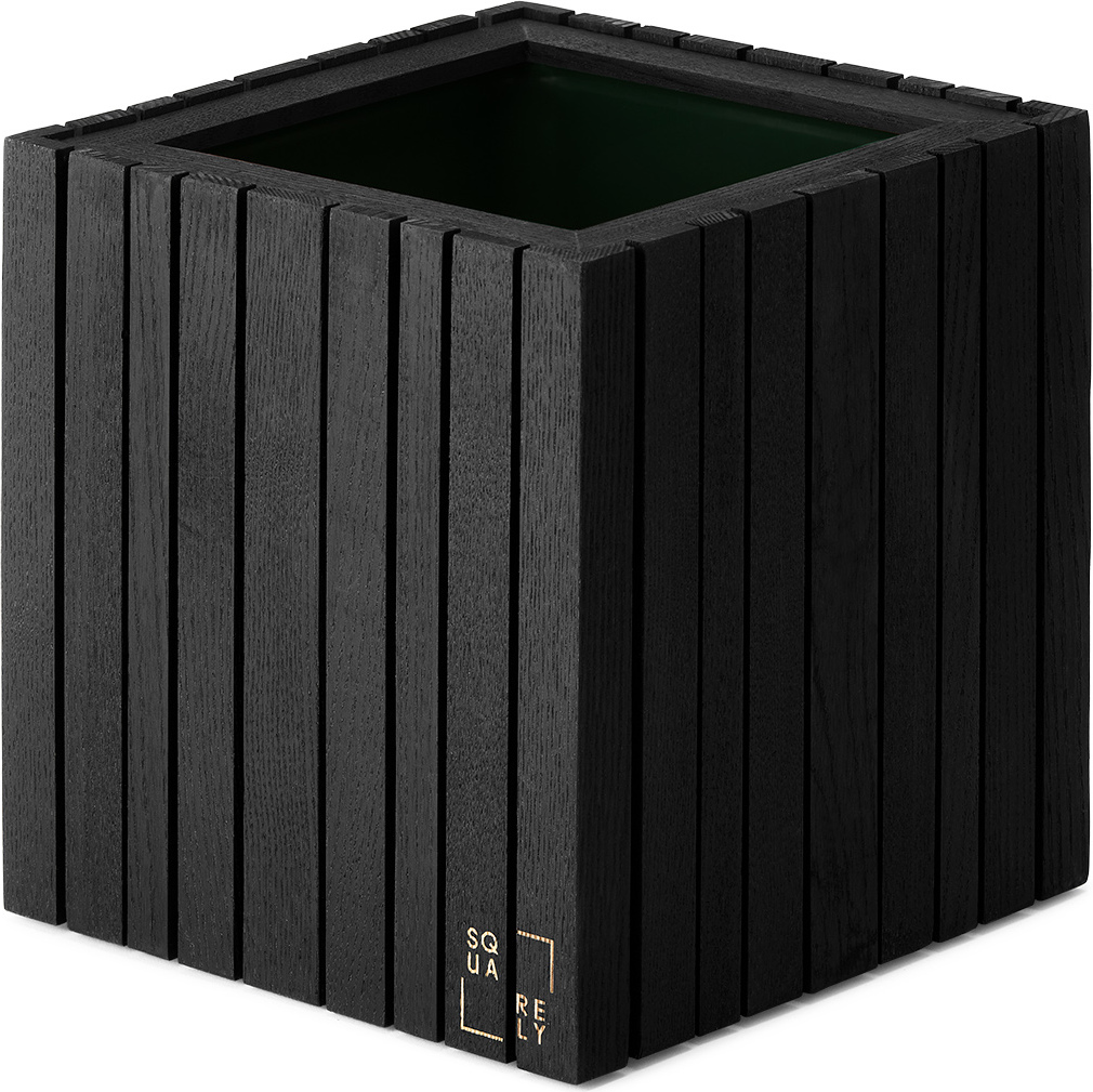 Doniczka samonawadniająca GrowON czarny jesion z otworami na uchwyty do zawieszenia