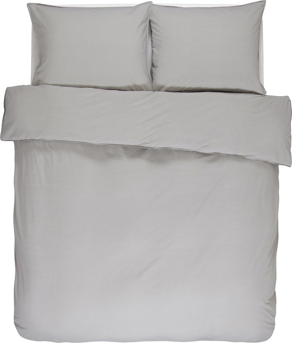 Pościel Guy 200 x 220 cm szara z 2 poszewkami na poduszki 60 x 70 cm zapięcie flap