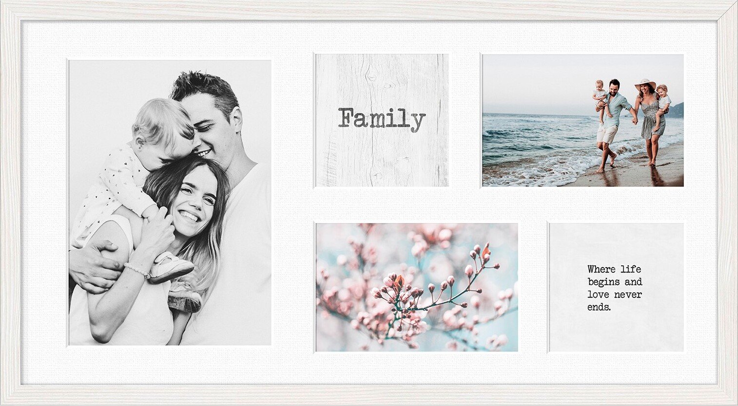 Ramka na 5 zdjęć Kyoto 27 x 51 cm biała z białym passepartout