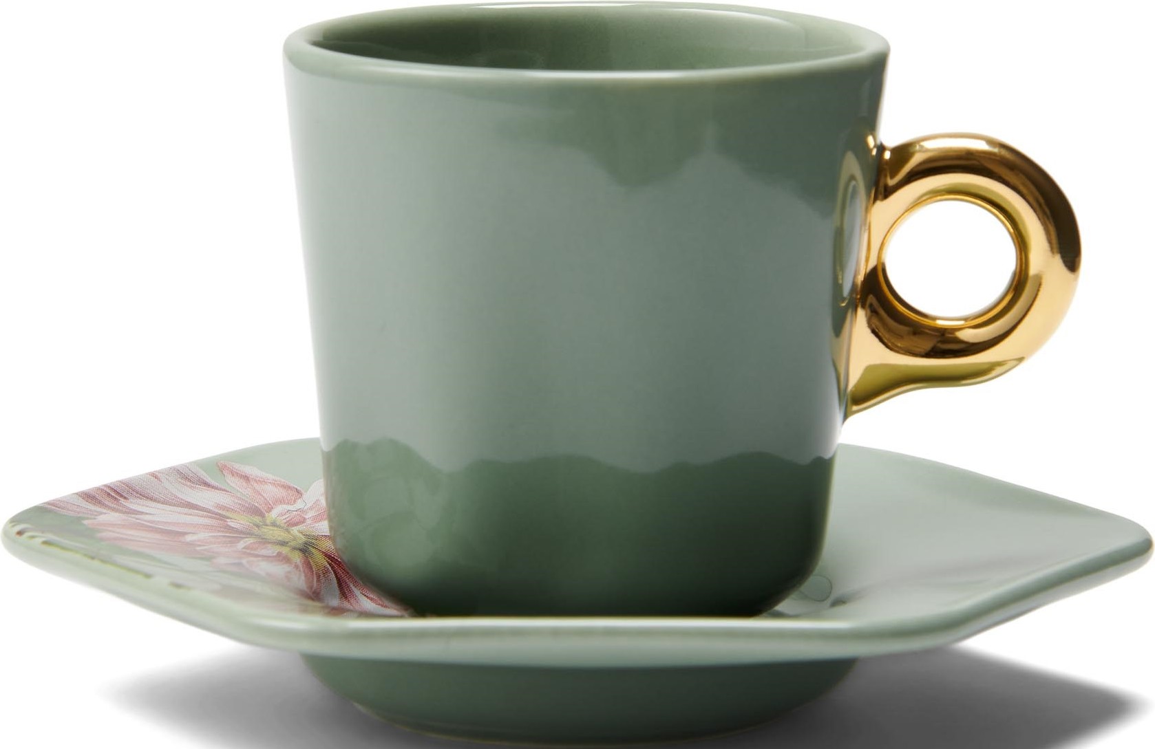 Filiżanka do espresso Gallery 90 ml zielona ze spodkiem