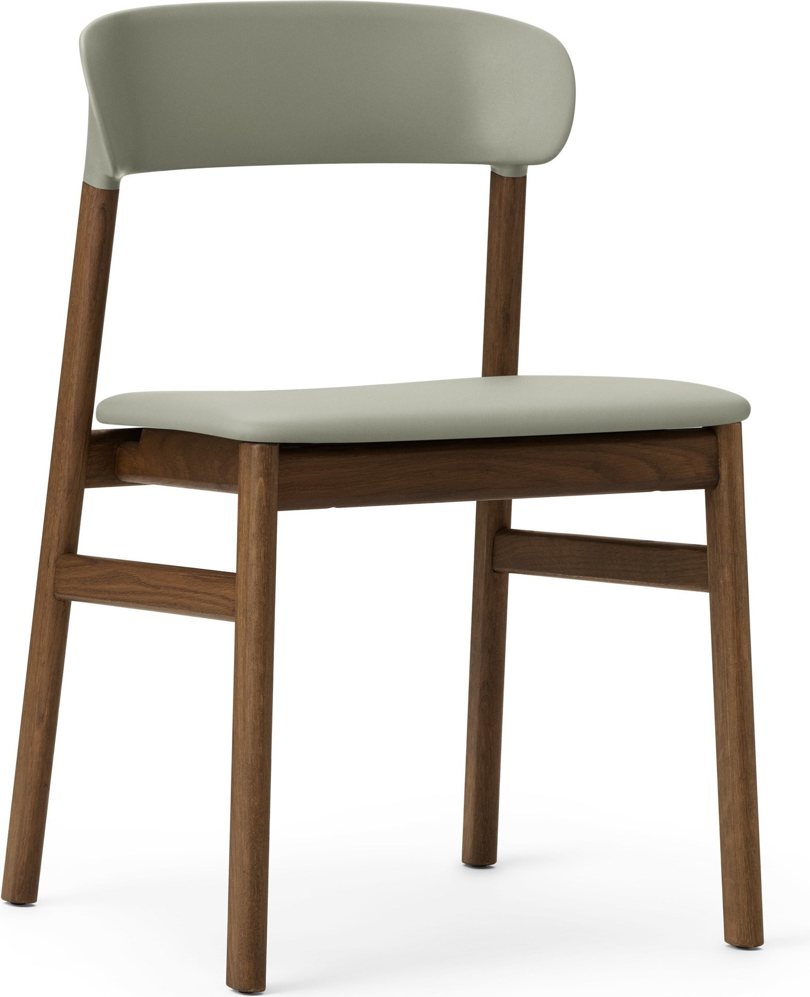 Krzesło Herit ciemny dąb siedzisko skórzane zielony