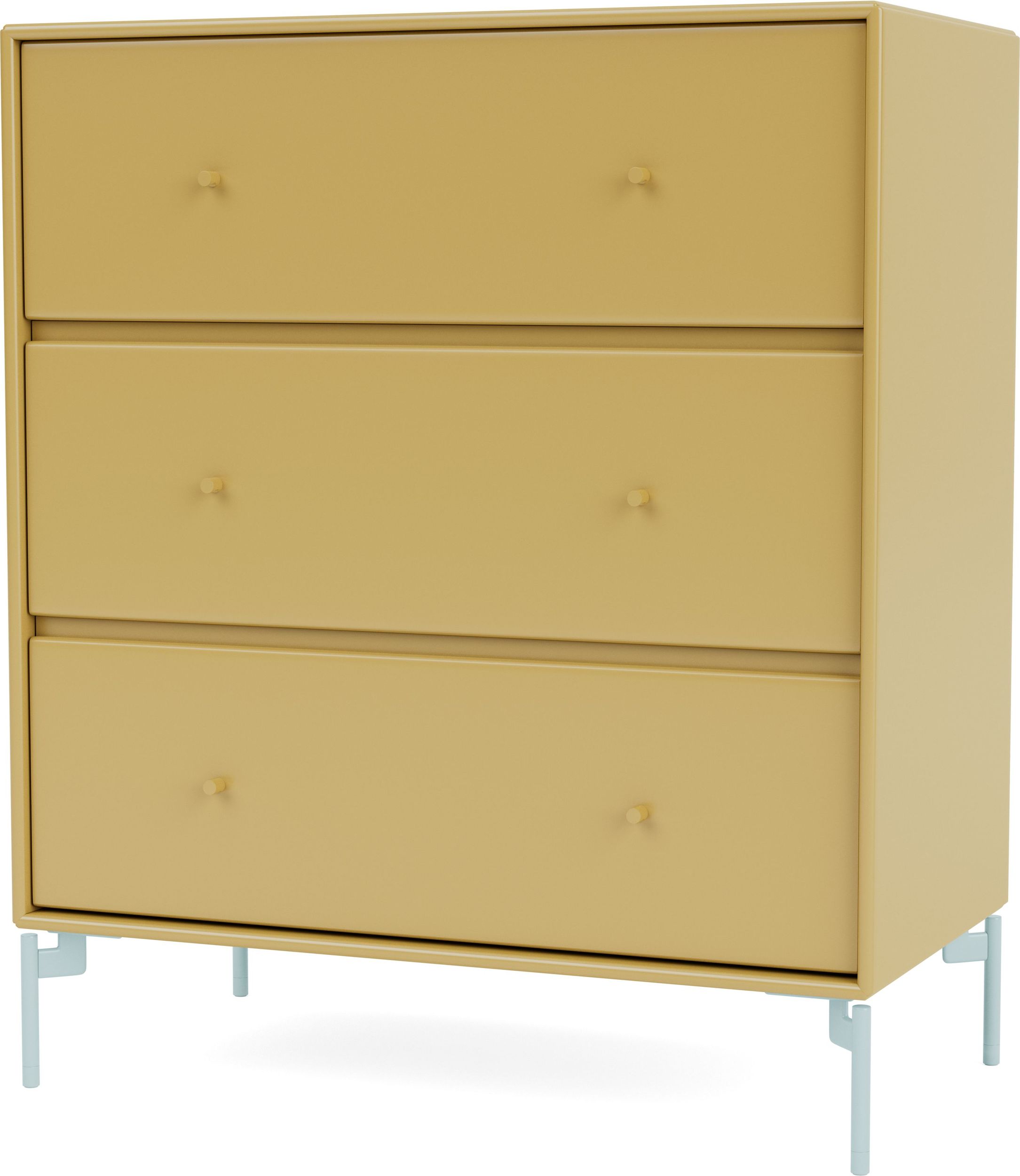 Komoda Carry musztardowa na jasnobłękitnych nogach