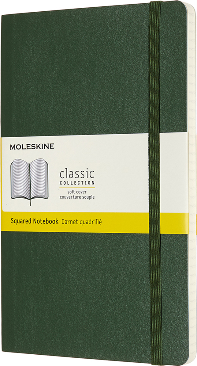 Notes w kratkę Moleskine L 192 strony leśna zieleń miękka oprawa